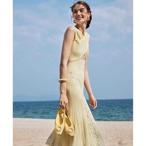 VIVAIA Womens‎ Yellow Slingback Flats Square Toe Buckle Dressy Knit Shoes US/8